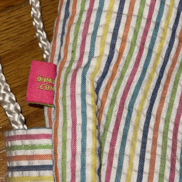 Seersucker sling drawstring backpack travel bag multicolor colorful stripes - Picture 8 of 8